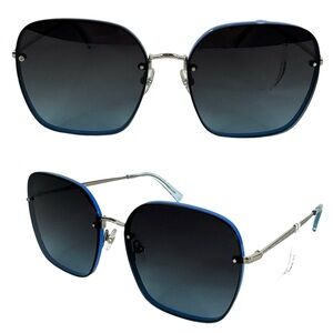 REBECCA MINKOFF Gloria 3/S Sunglasses NEW Blue Silver Square